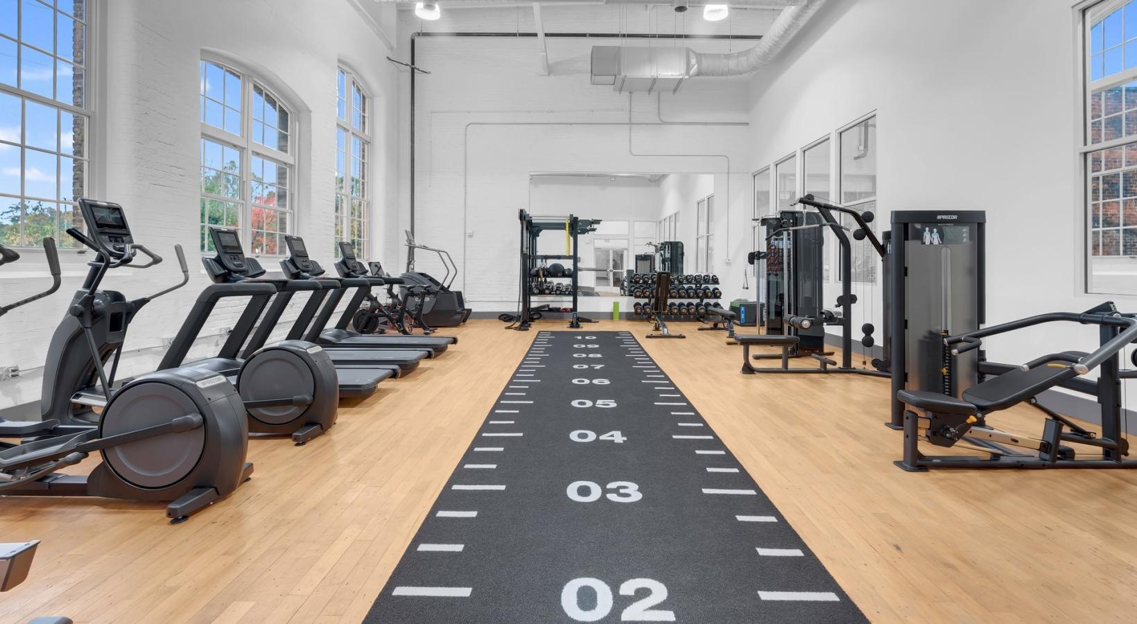 a gym with exercise equipment